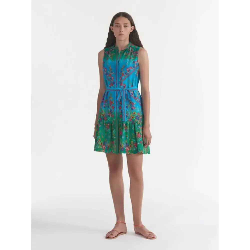 Saloni Tilly Sleeveless Silk Mini Dress Summer in Wreath 6 NWT Coastal Resort - Picture 2 of 8